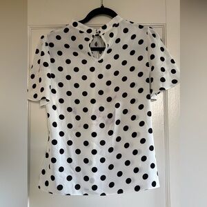 Allegra K Black and White Polka Dot Blouse